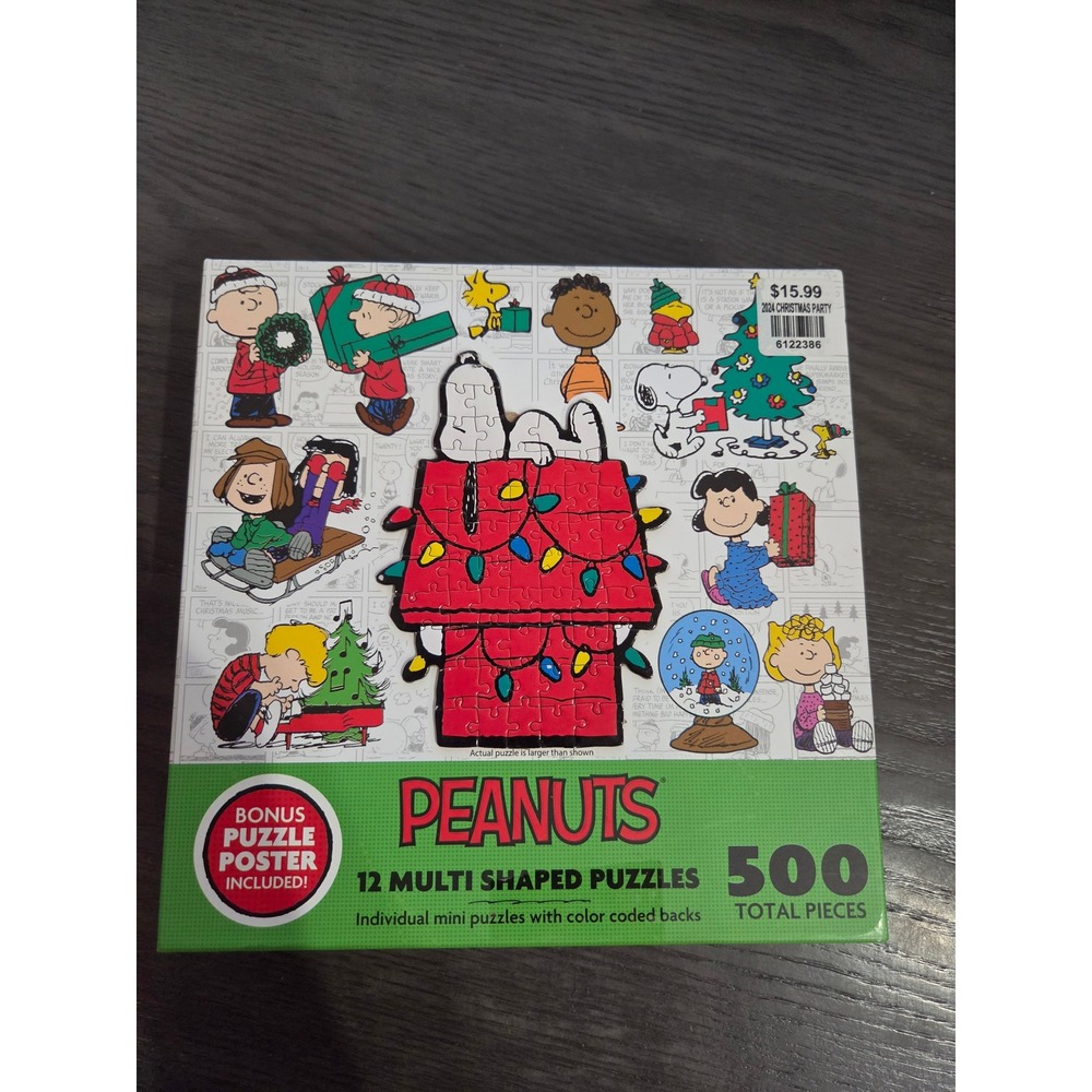 Peanuts Christmas 12 Multi Shaped Puzzles 500pc Snoopy Charlie Brown Holiday